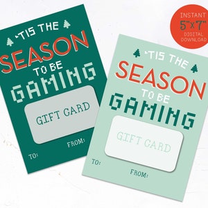 Weihnachtsgeschenk Kartenhalter, Gamer Geschenk, Urlaubsgeschenk, Kid Gaming Geschenkkarte, Grußkarte Sofort Download - printable