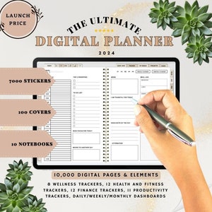 2024 digital planner, GoodNotes, android and apps, undated digital planner, Daily, Weekly & Monthly Planner, all in one