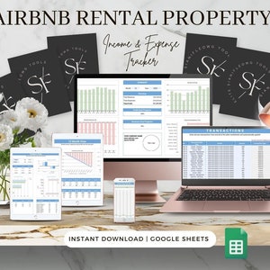 Airbnb 財務トラッカー Google スプレッドシート、レンタル複数物件収入と支出トラッカー、Airbnb 管理スプレッドシート、レンタル簿記