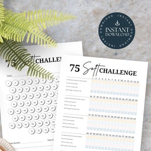 EDITABLE 75 Soft challenge template, printable pdf, digital download, Fitness Journal Self Improvement Weight Loss Challenge, lifestyle