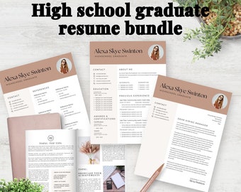 High school student resume template, school graduate resume template, resume for student, resume for school graduate, cover letter, canva
