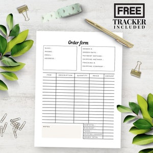 Order Form Template, Purchase Order Form, Small Business Forms, Printable Craft Order Form, Custom Order Form, Editable order form, tracker