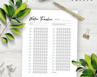 Monthly Water Tracker, Monthly Water Intake Tracker, Hydration Tracker, 31, 30 Day Water challenge, printable PDF, diet tracker, 1 page