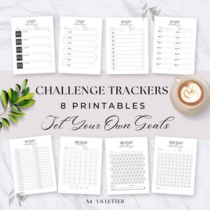 Editable Challenge Tracker bundle, Savings Challenge tracker , Lifestyle challenge, weight loss challenge, soft medium hard, printable