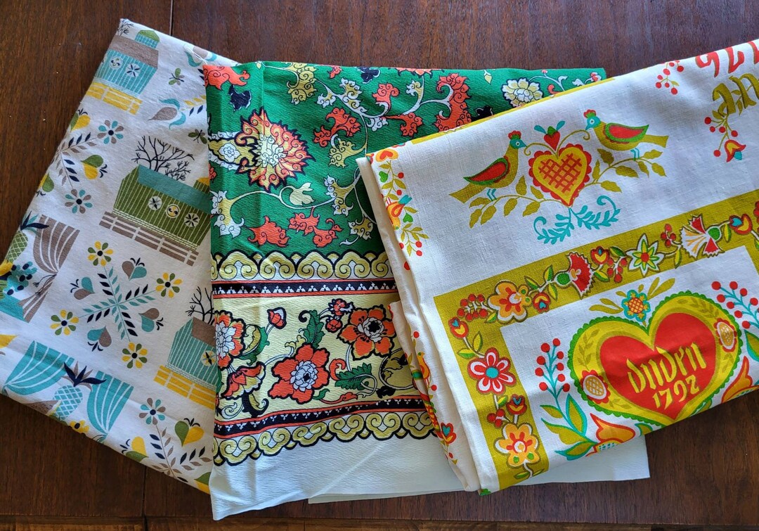 Vintage Folk Art Fabrics Etsy