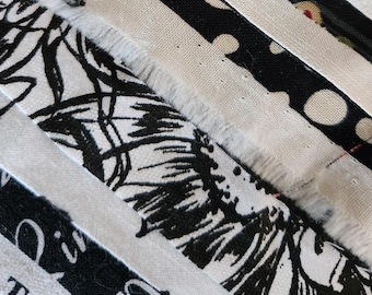 Selvedges from Black Cotton Fabric 50+ Mixed Length Pieces