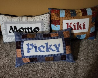 Hand Lettered Name Pillow: Custom Acrylic Paint, Washable