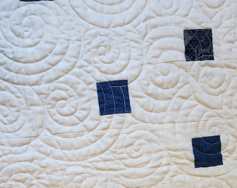 Indigo and Linen Tiles Quilt