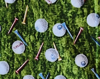 Classic Golf Ball and Tees Fabric