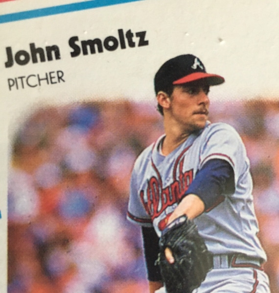 John Smoltz Fleer Rookie Baseball Card U-74 