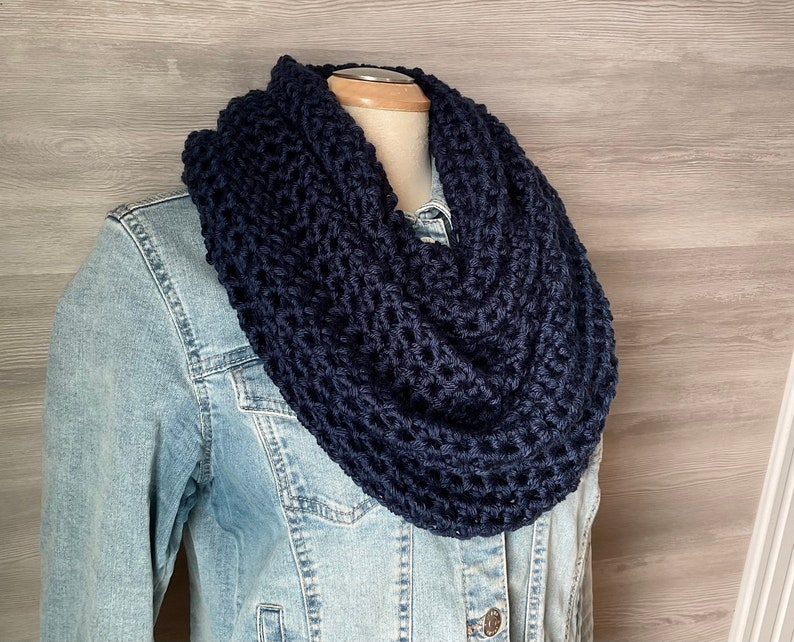 EMELINE CAPELET Acrylic and Superwash Wool, Infinity scarf capelet, chunky knit scarf, chunky knit cape, wrap sweater, cozy shoulder shawl DEEP OCEAN