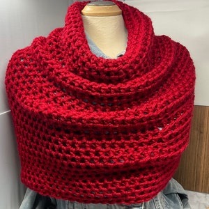 EMELINE CAPELET Acrylic and Superwash Wool, Infinity scarf capelet, chunky knit scarf, chunky knit cape, wrap sweater, cozy shoulder shawl RASPBERRY