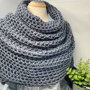 EMELINE CAPELET Acrylic and Superwash Wool, Infinity scarf capelet, chunky knit scarf, chunky knit cape, wrap sweater, cozy shoulder shawl METEORITE