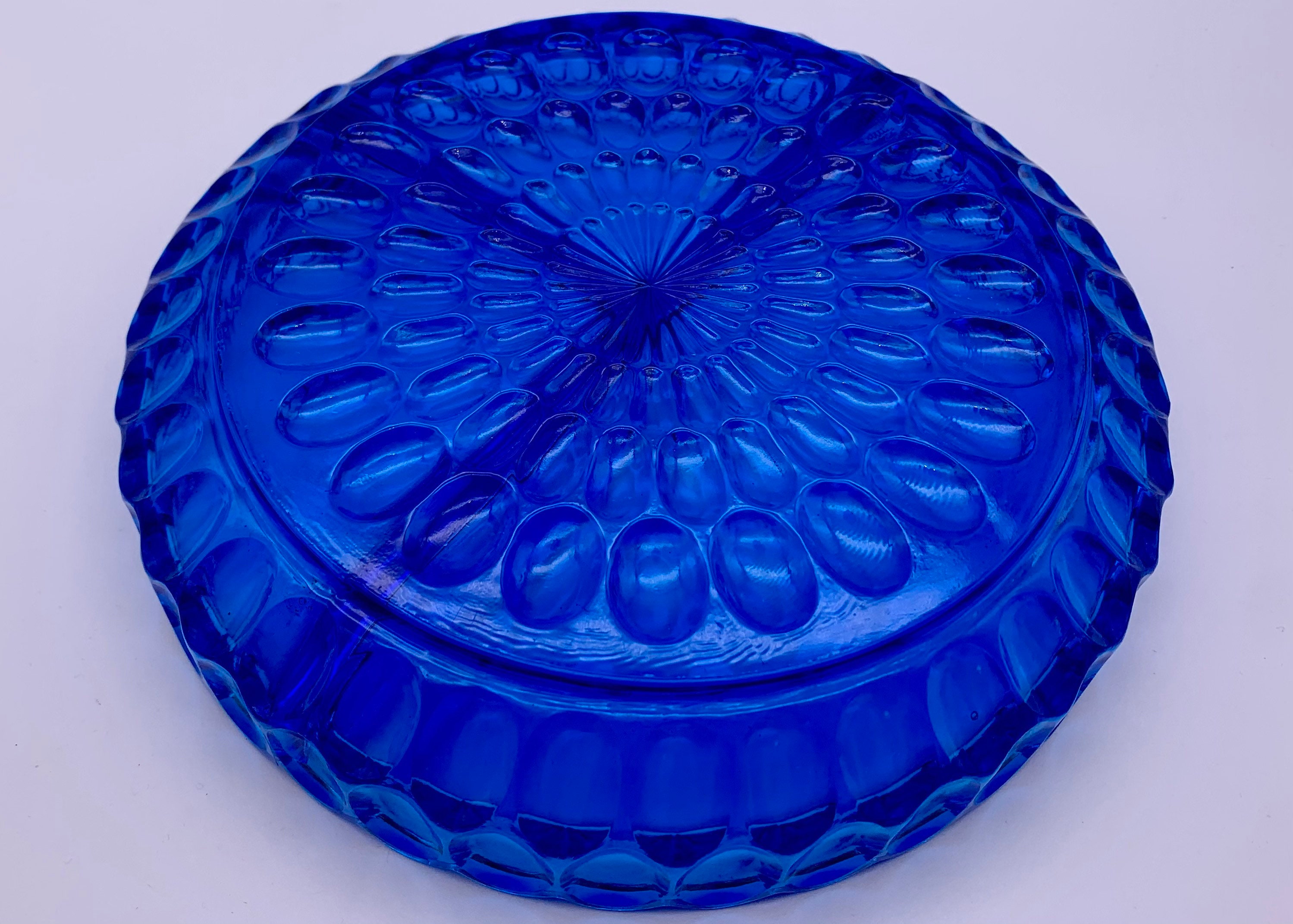 Tray Divided 3part Colonial Blue Fenton Thumbprint Relish Etsy