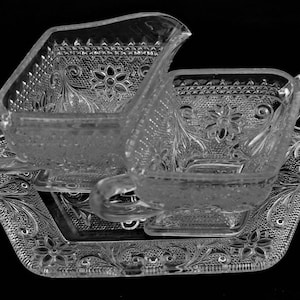 Creamer Sugar Tray Sandwich Pattern Indiana Glass Company