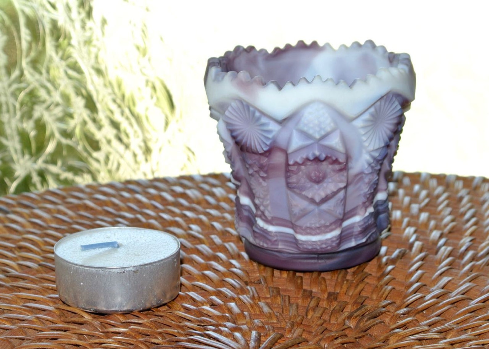 Toothpick Holder Slag Purple Imperial Glass Matte Etsy