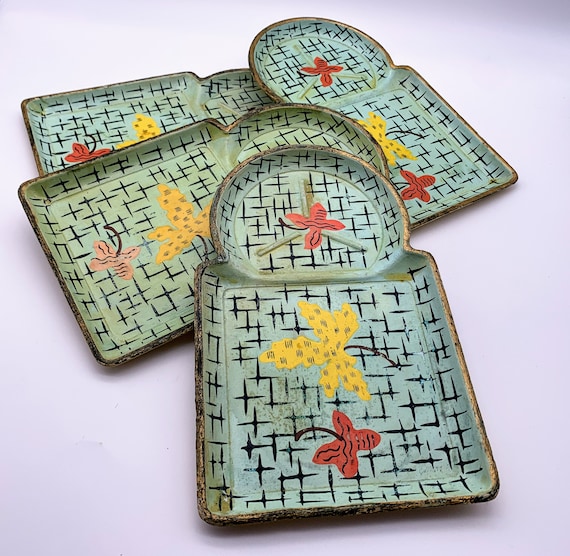 Tray Snack Drink Bar Paper Mache Fiberglass Isco Hand Painted Japan