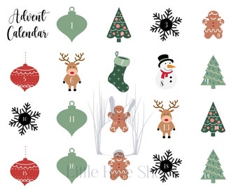 Christmas Advent Calendar Numbers, Images for Christmas Countdown