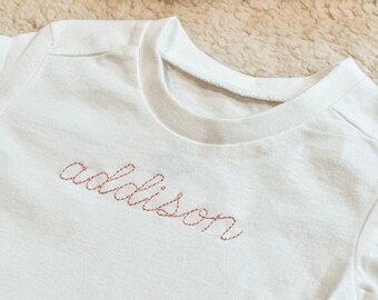 Organic Cotton Name Shirt, Custom Baby Shirt, Embroidered Name Baby Sweater, Personalized