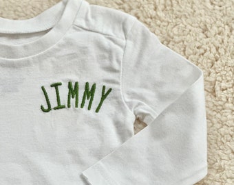 Organic Cotton Name Shirt, Custom Baby Shirt, Embroidered Name Baby Sweater, Personalized