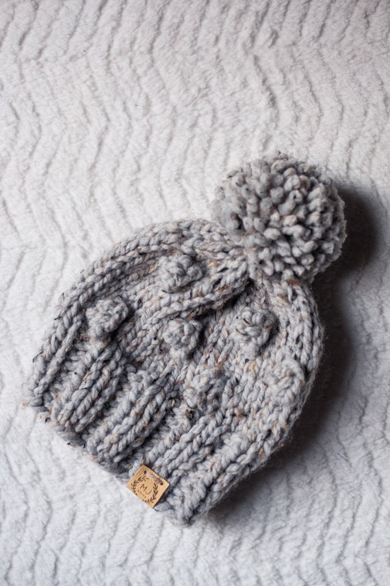 gray bobble hat
