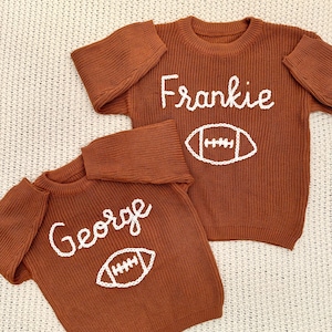 Baby Name Football Sweater, Game Day Toddler Sweater, Baby Name Announcement, New Baby Gift, Embroidery Gift, Customized Sweater,