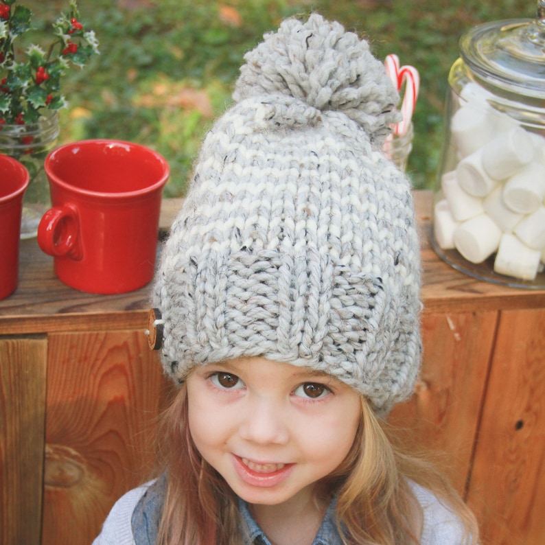 Toddler Hat with Stripes Baby Striped Hat Neutral Color Hat for Boy Neutral Color Hat for Girl Gray and White Striped Kids Hat