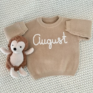 Name Sweater, Custom Sweater, Embroidered Name Baby Sweater, Oversized Sweater, Personalized
