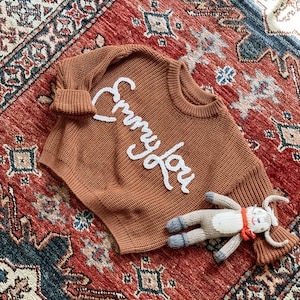 Baby Name Sweater Toddler Name Sweater Baby Announcement Name Announcement New Baby Gift Embroidery Gift Customized Sweater image 3