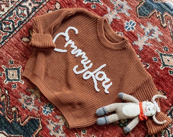Name Sweater, Custom Sweater, Embroidered Name Baby Sweater, Oversized Sweater, Personalized