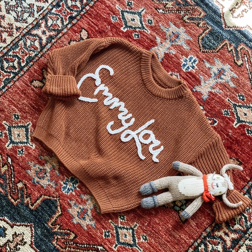 Name Sweater Custom Sweater Embroidered Name Baby Sweater Etsy