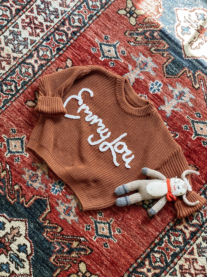 Baby Name Sweater Toddler Name Sweater Baby Announcement Name Announcement New Baby Gift Embroidery Gift Customized Sweater image 3