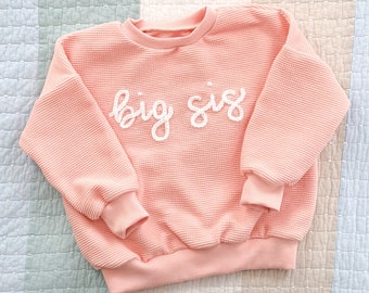 Waffle Knit Embroidered Name Baby Toddler Kids Sweater, Oversized Knit Sweater, Personalized Baby Gift
