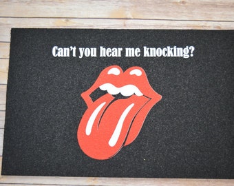 Recycled Rubber Rolling Stones &quot;Can&#39;t You Hear Me Knocking?&quot; Doormat.