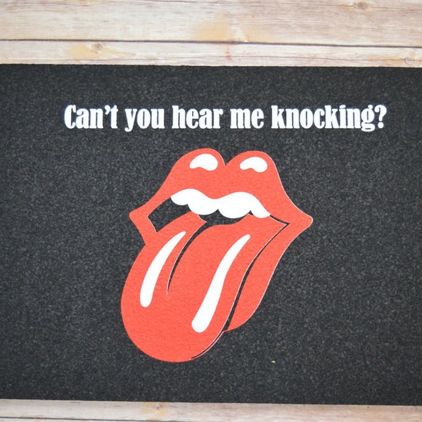 Recycled Rubber Rolling Stones "Can't You Hear Me Knocking?" Doormat.