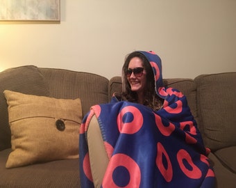 Fishman Donut  Hooded Sherpa Blanket Throw