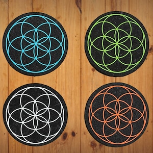 Recycled Rubber Seed of Life Dab Mat & Glass Coaster - Sacred Geometry