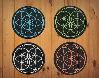 Recycled Rubber Seed of Life Dab Mat & Glass Coaster - Sacred Geometry