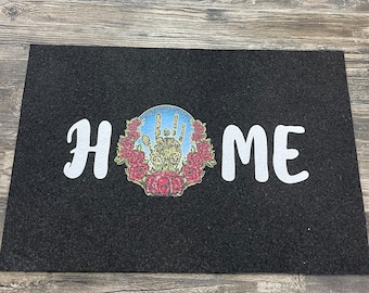 Jerry Garcia Hand Rose Wreath Home Mat
