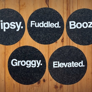 Phish Inspired Fluffhead Coasters - Tipsy. Fuddled. Boozy. Groggy. Elevated.