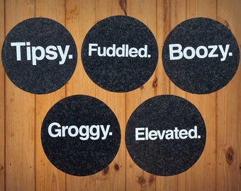 Phish Inspired Fluffhead Coasters - Tipsy. Fuddled. Boozy. Groggy. Elevated.