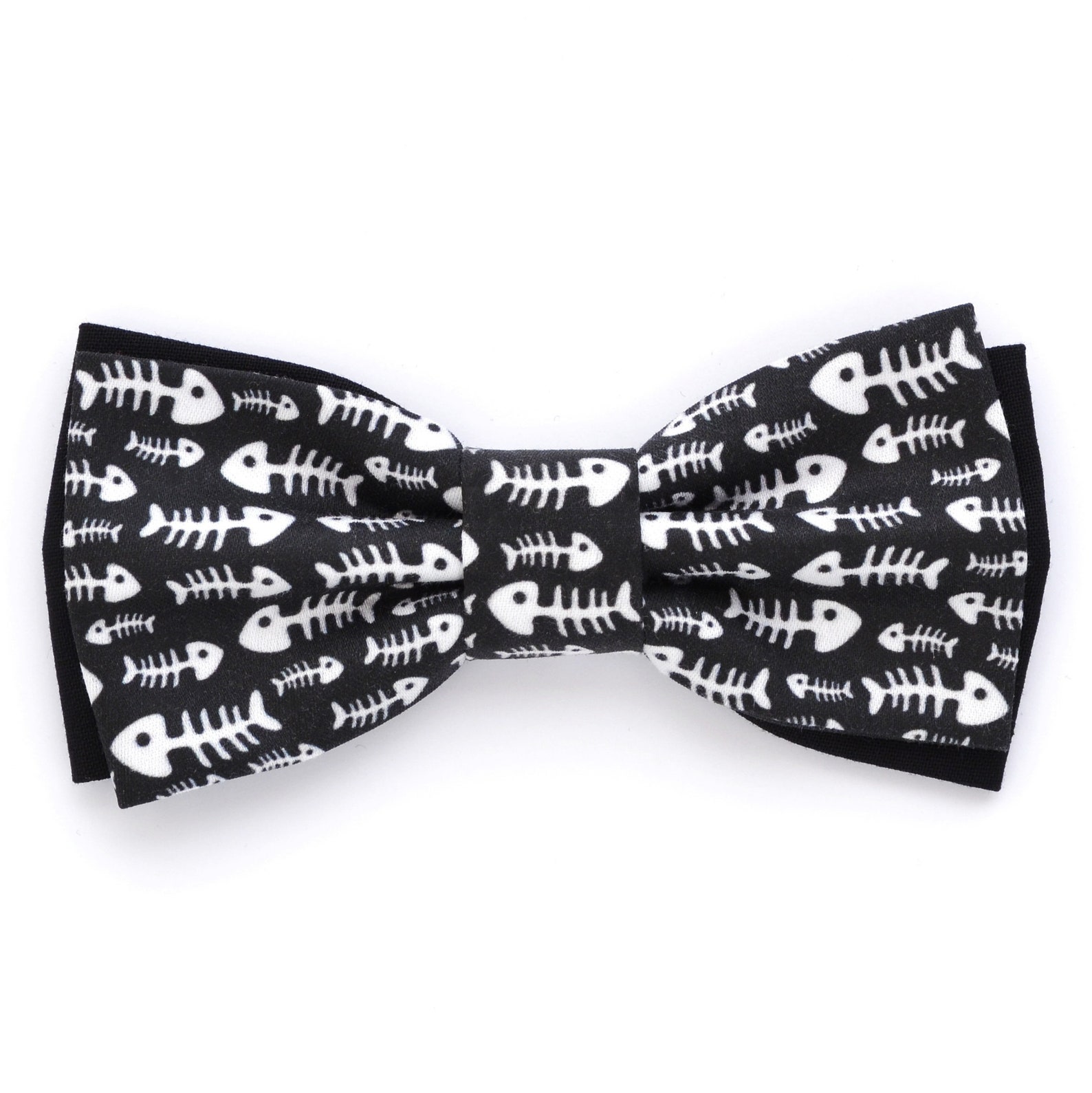 Fishbone Bow Tie. Fish Bone Bow Tie. Black Bow Tie. Bow Tie Etsy
