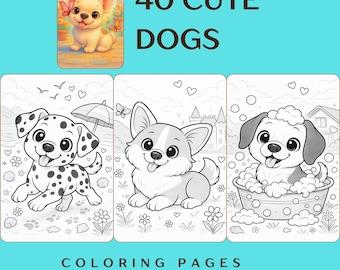 Kawaii Dog Coloring Book: 40 Travel-Themed Puppy Pages (PDF + PNG Bundle
