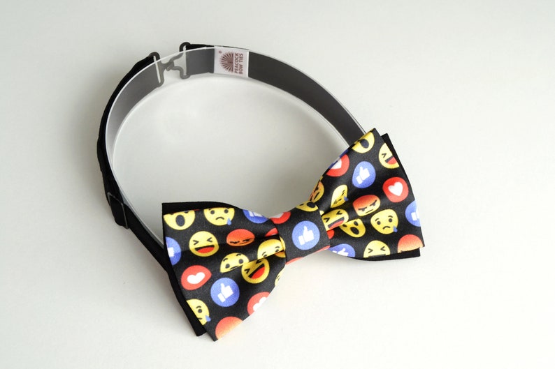 Facebook bow tie. Emoji bow tie. Black bow tie. Mens bow ties. Etsy