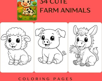 Toddler Farm Animals Coloring Book for Ages 2-5 Printable PDF