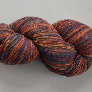 Colourful latvian wool yarn from Dundaga, wool yarn 1 ply 6/1, 270 g, blue red orange knitting yarn