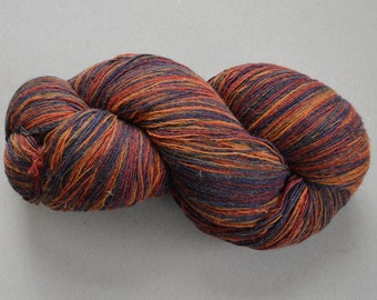 Buntes lettisches Wollgarn von Dundaga, Wollgarn 1Fädig 6/1, 270 g, blau rot orange Strickgarn