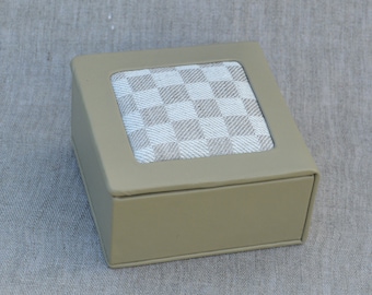 Grey hand made  genuine leather jewelry box