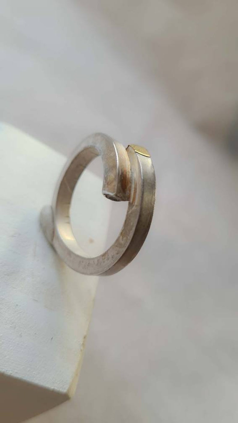 Minimalist Sterling Silver and Gold Ring Contemporary Jewelry
