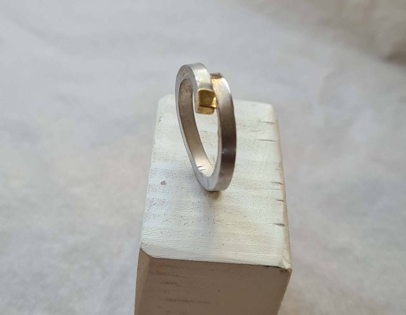Minimalist Sterling Silver and Gold Ring Contemporary Jewelry